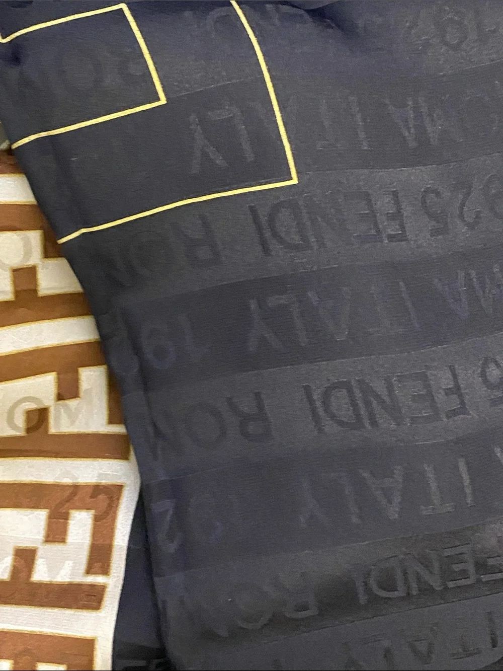 Fendi exclusive Black Scarf with Yellow Outlined 'FF' Logo limited edition NWB - Picture 7 of 11